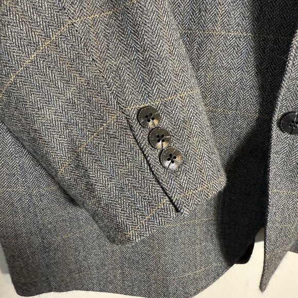 Circle S Western Plaid Wool Sport Coat Dinner Jacket Blazer Men 44R Brown Cowboy - Picture 8 of 14